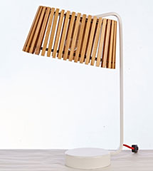 White metal base modern table wood lamp