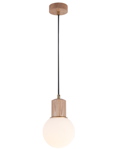 Glass Neddo Shade with Wood Pendant Lamp