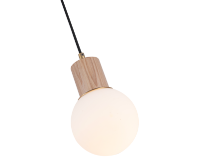 Glass Neddo Shade with Wood Pendant Lamp - Image 7