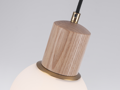 Glass Neddo Shade with Wood Pendant Lamp - Image 4