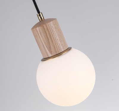 Glass Neddo Shade with Wood Pendant Lamp - Image 3