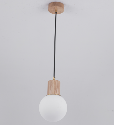 Glass Neddo Shade with Wood Pendant Lamp - Image 5